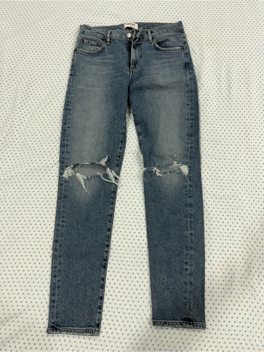Agolde Women's Distressed Denim Skinny Jeans - Light Blue
